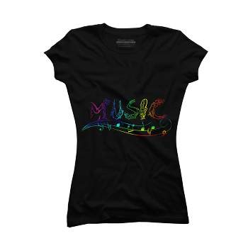 Junior's Design By Humans Rainbow Yoga Music Notes By AleksandrYacenko T-Shirt