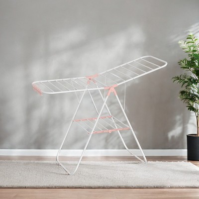 Free-Standing Metal Clothes Drying Rack with Sock Clips Foldable Laundry Drying Rack Space-Saving Design Clothes Dryer
