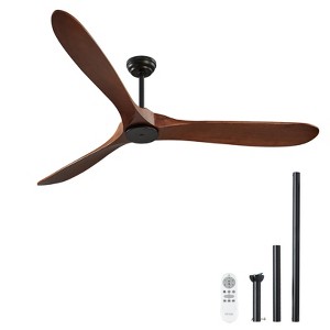 VEVOR 72 Inch Ceiling Fan without Light, 6-Speed Remote Control, 3-Wood-Blade, Reversible DC Motor, Modern Low Profile Flush Mount Exterior Fan - 1 of 4
