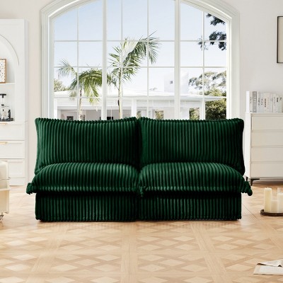 Upholstered Sectional Sofa, 2 Seater Armless Free Combination Convertible Sofa, Sectional Sofas with Corduroy Fabric-Cuddlewood