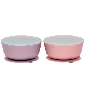 Weesprout Suction Bowls for Baby & Toddlers, 100% Silicone with Plastic Lid, 12 oz, Set of 2 - 1 of 4