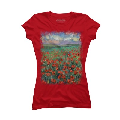 Junior's Design By Humans POPPIES By creese T-Shirt