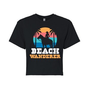 Women's - Instant Message - Beach Wanderer Cowgirl Cropped Graphic T-Shirt - 1 of 4