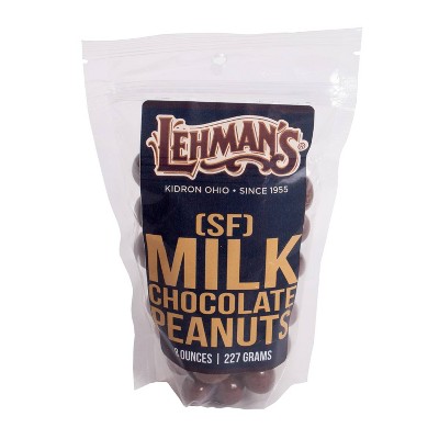Lehman's Chocolate Covered Peanuts, Double Dipped Nuts in Chocolate Candy, 8 oz Resealable Bag