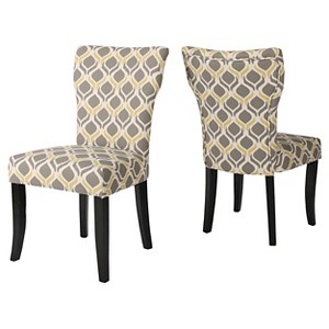 Cecily Geometric Print Dining Chair Yellow/Gray (Set of 2) - Christopher Knight Home