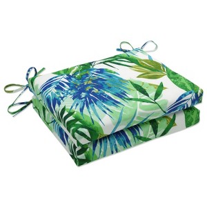 Soleil 2pc Indoor/Outdoor Squared Corners Seat Cushion Blue/Green - Pillow Perfect - 1 of 4