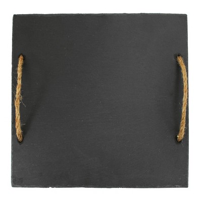 Rustic Black Slate Rectangular Cheese Board with Hemp Handles