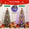 2 Pcs,4.5ft Prelit Christmas Trees with 150 Warm Lights,20 Clusters Red Berry, Artificial Potted Xmas Tree with 8 Light Modes,Elk Base Holiday Decor - 4 of 4
