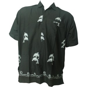 LA LEELA Men's Beach Cruise Holidays Shirts Casual Button Down Shirts For Men Summer Vacation Aloha Tops Hawaiian Shirt S Black_W788 - 1 of 3