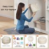 Itopfox Moroccan Storage Pouf Foot Stool Ottoman Seat Handmade Faux Leather Bean Bag Floor Chair Foot Rest for Living Room, Bedroom or Ivory White - 4 of 4