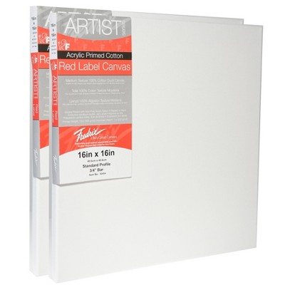 Fredrix Red Label Stretched Cotton Canvas 16 X 16" - 2pk