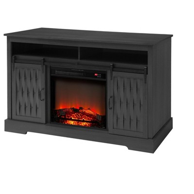 NicBex Fireplace TV Stand with 23"Electric Fireplace Insert for TV Up to 65",Modern Media TV Stand Console Table with 2 Sliding Doors,Black
