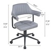 VECELO PU Leather Office Desk Chair with Wheels & Backrest, Adjustable Height, Rolling Swivel for Living Room or Bedroom, White/Gray - 3 of 4