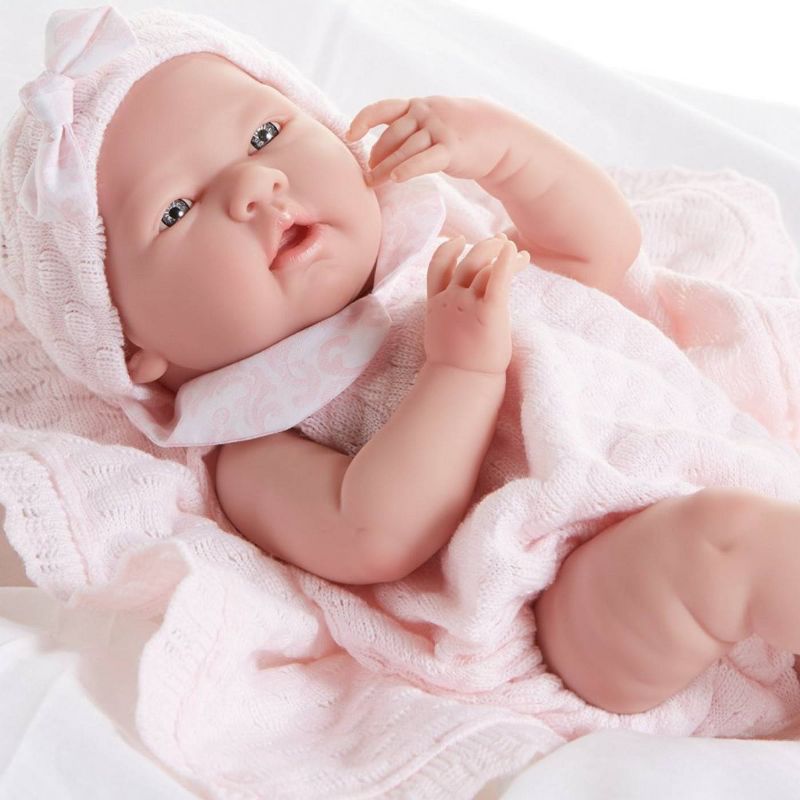 JC Toys La Newborn 15&#34; Girl Doll - Pretty in Pink Knit Blanket Set, 3 of 10