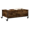 vidaXL Smoked Oak Coffee Table with Wheels - Engineered Wood, Modern Mobile Side Table for Living Room, Rectangular with Storage - 3 of 4