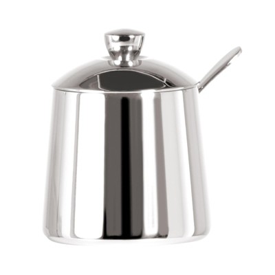 Frieling Sugar bowl /spoon, mirror finish, 10 fl. Oz., Stainless steel