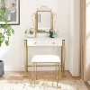 HDZNVF Vanity Mirror Table Set, Makeup Desk Vanity with Stool - 3 of 4