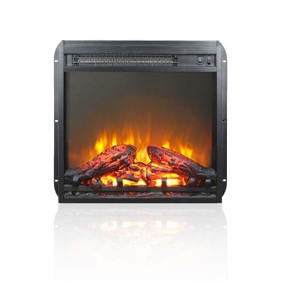 NicBex Electric Fireplace Insert,Thin Heater Fireplace with Realistic Flame and Log Set,1400W Heater,Black