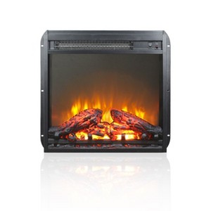 NicBex Electric Fireplace Insert,Thin Heater Fireplace with Realistic Flame and Log Set,1400W Heater,Black - 1 of 4