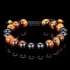 West Coast Jewelry Men's Tiger Eye and Onyx Natural Stone Bead Adjustable Bracelet (10mm) - 2 of 4