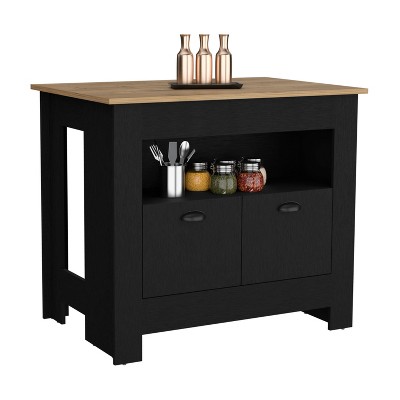 Depot E-Shop Kitchen Island 35" H, whit  2 doors, 3 shelves
