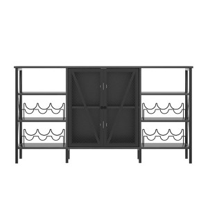 TruAIR Farmhouse Wine Bar Cabinet with LED Light, Industrial Coffee Bar with Wine Rack and Glass Holder - 1 of 4