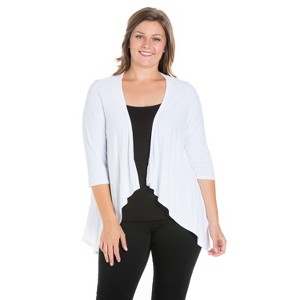 24seven Comfort Apparel Women's Plus Elbow Length Open Cardigan - 1 of 4