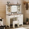 AMERLIFE 42'' Farmhouse Makeup Vanity Desk with Sliding Mirror and Lights - 2 of 2