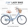 YONWAY 24 Inch Single Speed Folding Lady Bike , Durable Steel Frame Cruiser Bike,with Dual Brakes,Basket & Rear Rack  for Commuting - 2 of 4