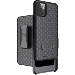 Nakedcellphone Slim Case with Stand and Belt Clip Holster for Motorola Moto G Power 5G (2023) - Black - 1 of 4
