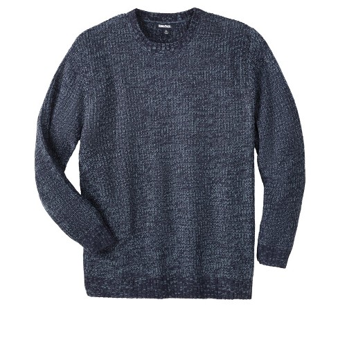 Kingsize Men's Big & Tall Shaker Knit Crewneck Sweater - 6xl, Navy Marl ...