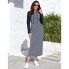 Womens Sweatshirts Dress Maxi Hoodie Dress Long Sleeve Sheath Dress Stripes Dress with Front Pocket - 4 of 4