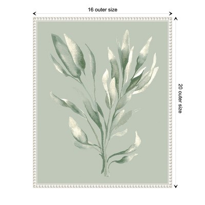 Tonal Green Ferns Canvas Art with Beaded White Frame
