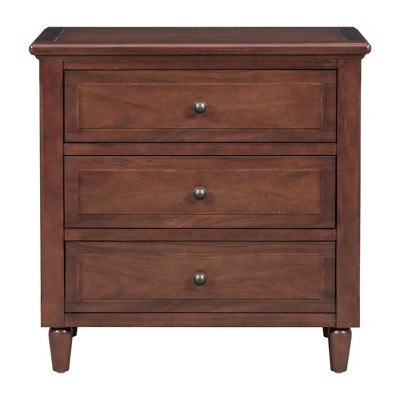 NicBex Modern Wooden Nightstand End Table with 3 Drawers for Bedroom and Living Room