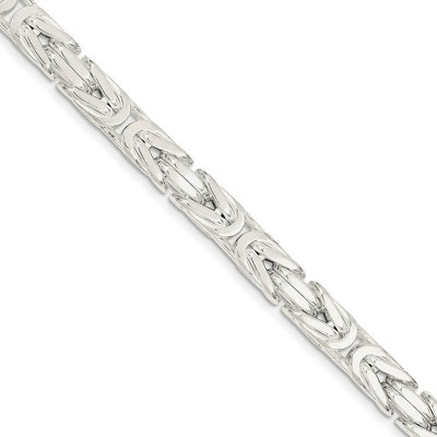 Black Bow Jewelry Mens 8.25mm Sterling Silver Square Solid Byzantine Chain Bracelet, 9in