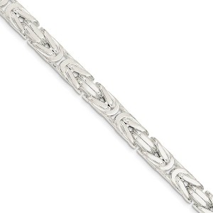 Black Bow Jewelry Mens 8.25mm Sterling Silver Square Solid Byzantine Chain Bracelet, 9in - 1 of 3