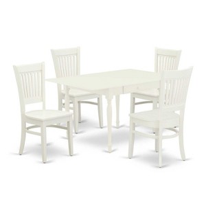 5-Piece Linen White Finish Solid Wood Top - Rectangular Dining Room Set Seats-4 - 1 of 4