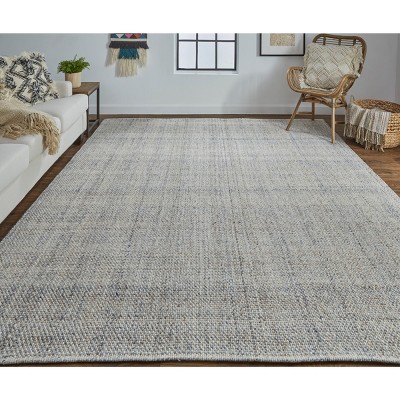 Ivory Tan Gray Flat Woven Synthetic Area Rug 5' x 8'