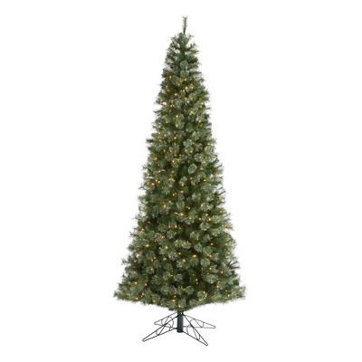 Nearly Natural 10-ft Cashmere Slim Artificial Christmas Tree with 750 Warm White Lights and 1908 Bendable Branches