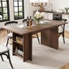 63 Inch Farmhouse Dining Table with 4 Storage Shelves, Seats 4-6, Rustic Wooden Rectangle Kitchen Table for Dining Room, Living Room, Eazy Assembly - 2 of 4