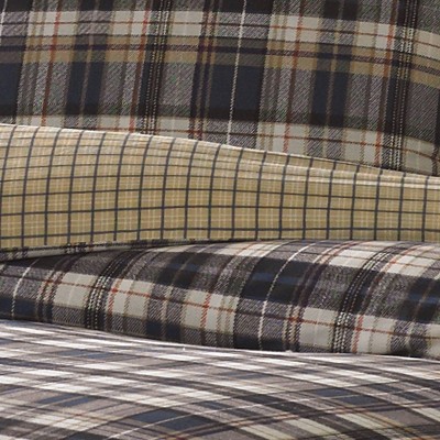 Full Navy Cotton Reversible Plaid Bedspread Cover Set