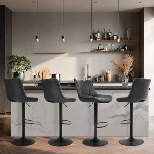 NEWLAYOUT Adjustable Counter Height Bar Stools Set of 3, Modern Faux PU Leather Upholstered for Kitchen - 1 of 4