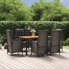vidaXL 7 Pc Black Poly Rattan Patio Dining Set - Weather-Resistant Outdoor Furniture with Reclining Chairs & Acacia Wood Table - 2 of 4
