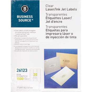 Business Source Mailing Labels Laser 1"x2-3/4" 1500/PK Clear 26123