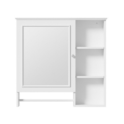 Vynxaria Wall-Mounted White Bathroom Medicine Cabinet with Large Mirror and Adjustable Shelves