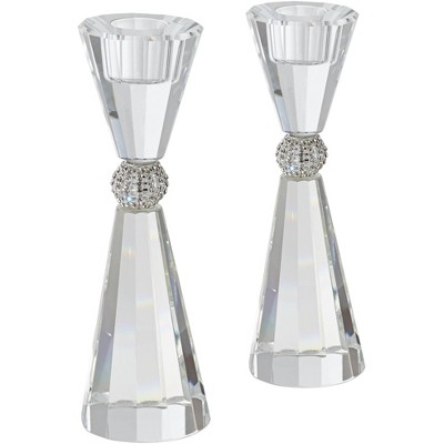 Studio 55D Stasia 7 1/4" High Crystal Candle Holders Set of 2