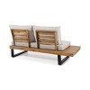 Sebastian 4pc Outdoor Acacia Wood 5 Seater Sofa Sectional with Cushions - Teak/Beige - Christopher Knight Home: UV & Water-Resistant Patio Set - 3 of 4