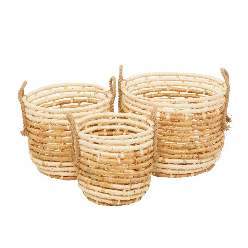 Set of 3 Contemporary Sea Grass Storage Baskets Beige - Olivia &#38; May, 2 of 10