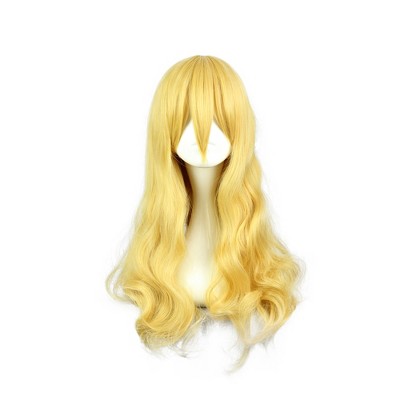 Unique Bargains Women's Curly Wigs 25" Yellow with Wig Cap