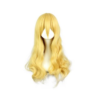 Unique Bargains Women's Curly Wigs 25" Yellow with Wig Cap - 1 of 4